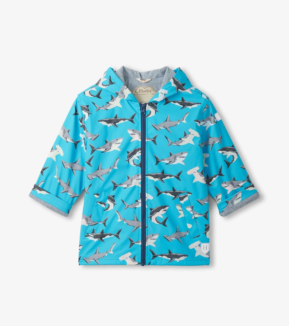 Shark Party Colour Change Zip-Up Rain Jacket