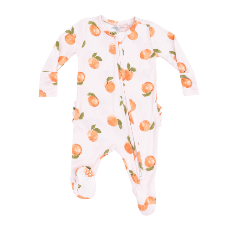 Watercolor Peaches Zipper Footie