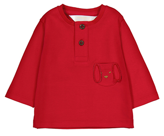 Red LS Top w/ Embroidered Dog