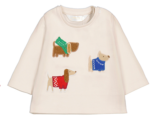 Cream LS Top w/ Dogs in Sweaters