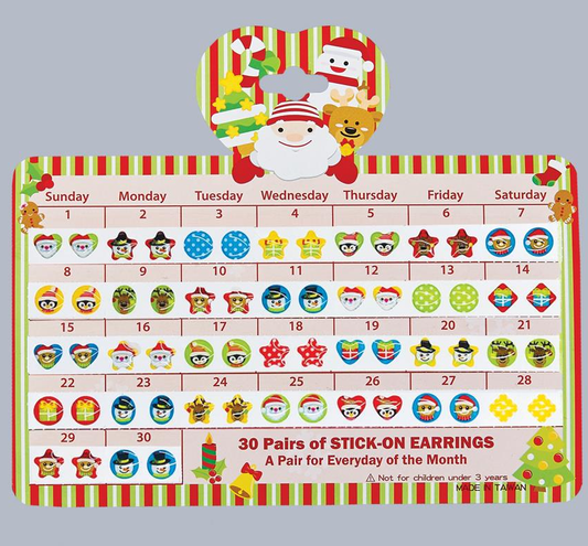 30 Day Stick On Earrings 24pc - Christmas