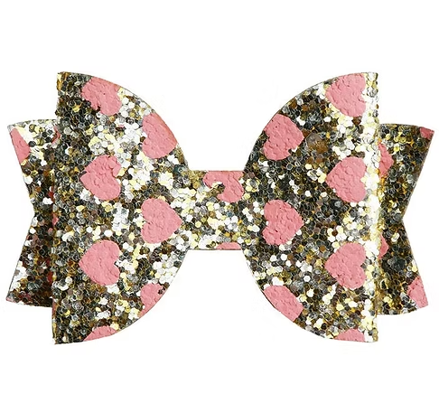 Glitter Heart Bow Gold