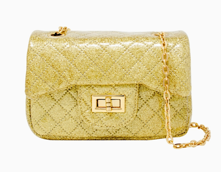 Classic Quilted Sparkle Mini Purse - Gold