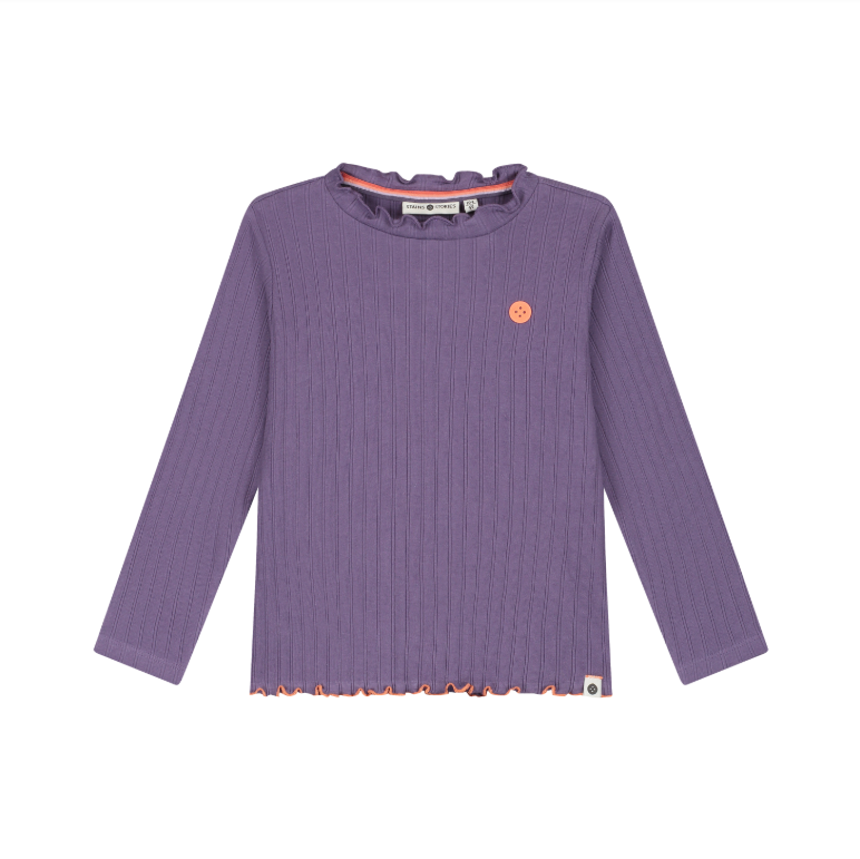 Purple Ruffle Mockneck LS Toddler Shirt