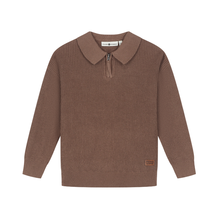 Brown Collared Kid Pullover
