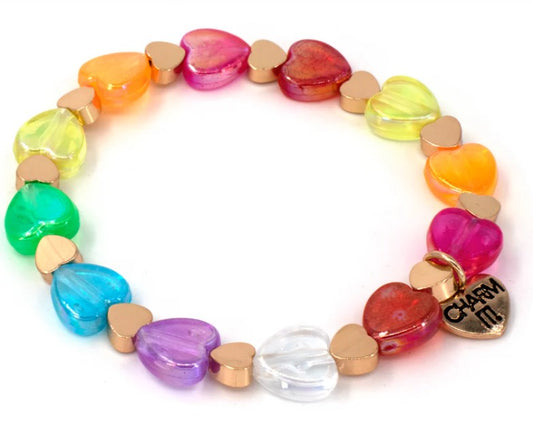 Charm It - Rainbow Heart Bead Bracelet