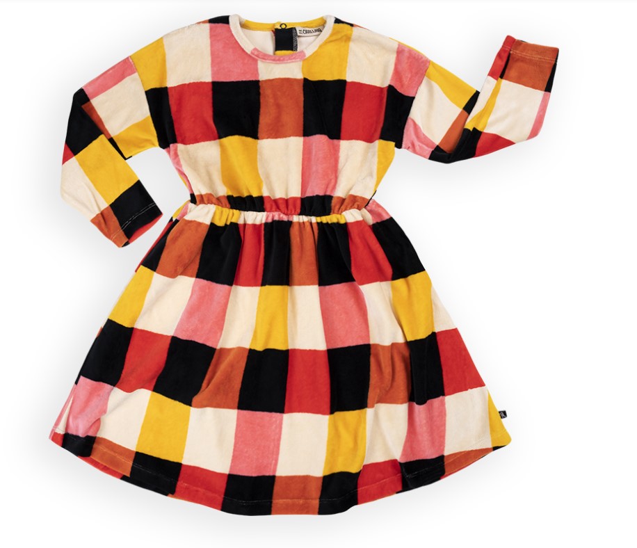 Velvet Checker LS Dress