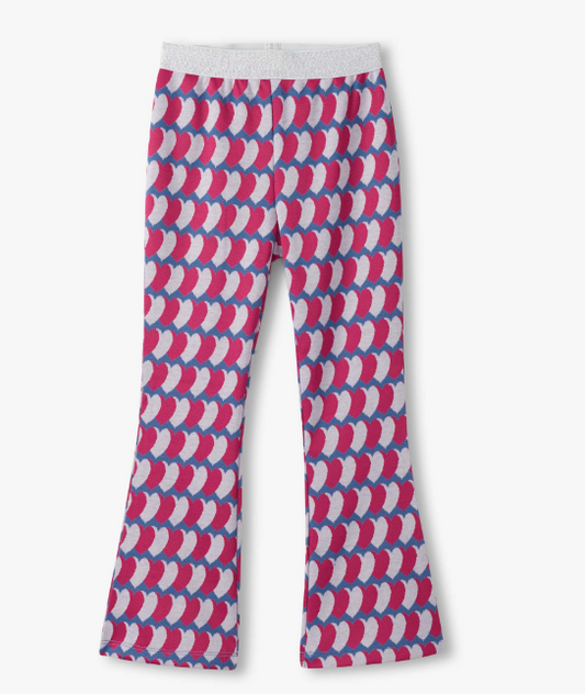 Graphic Hearts Fun Waist Flare Pants