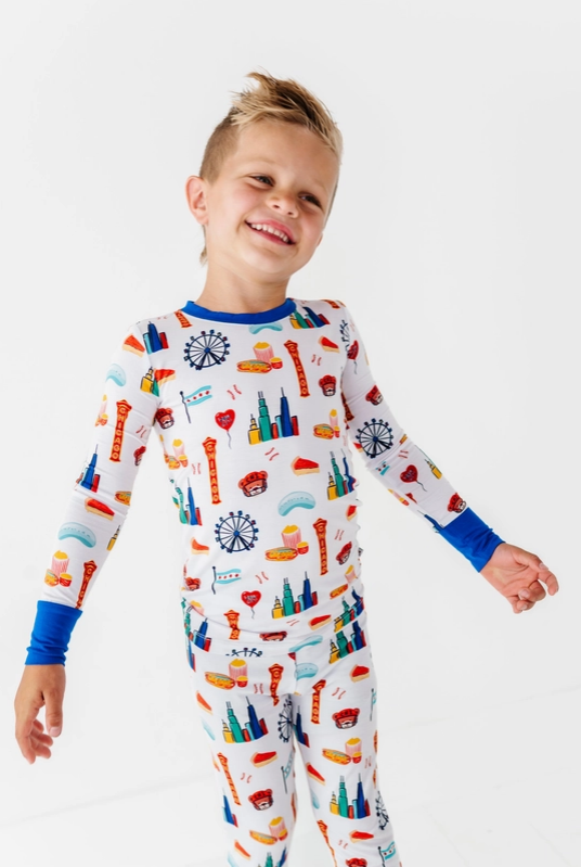 Chicago Kids Pajamas with Blue Hem