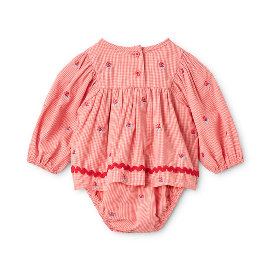 Rose Details Gingham Romper