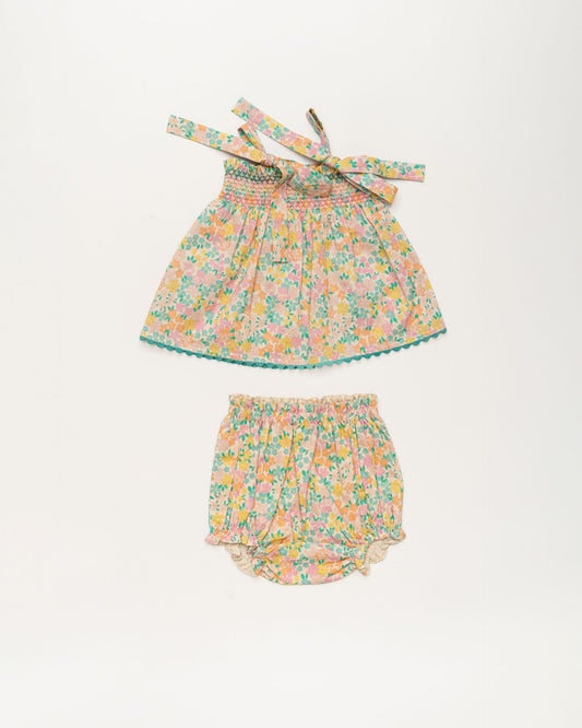Didi Baby Smock Top w/ Bloomer in Floral Mint