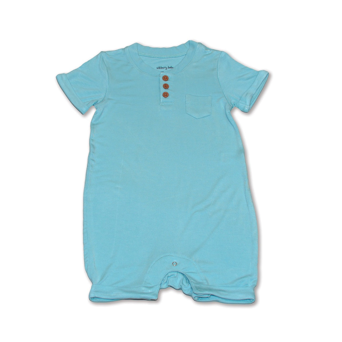 Aqua Bamboo SS Romper w/ Buttons