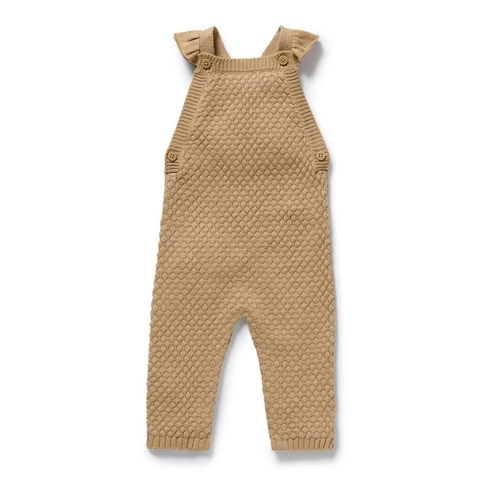 Oat Knit Bubble Ruffle Overalls Organic