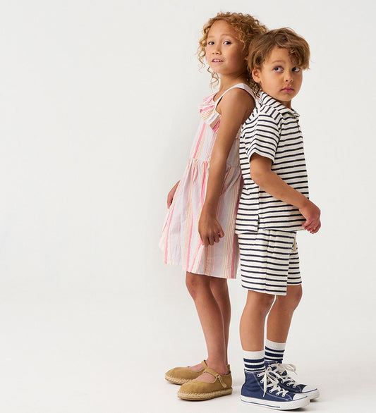 Vanilla Striped Kid Polo Short