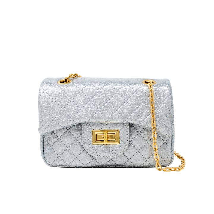 Classic Quilted Sparkle Mini Bag | Silver