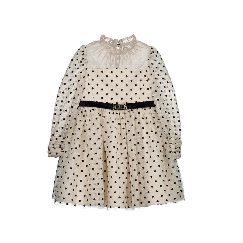 Sparkly LS Polka Dot Toddler Dress w/ Belt