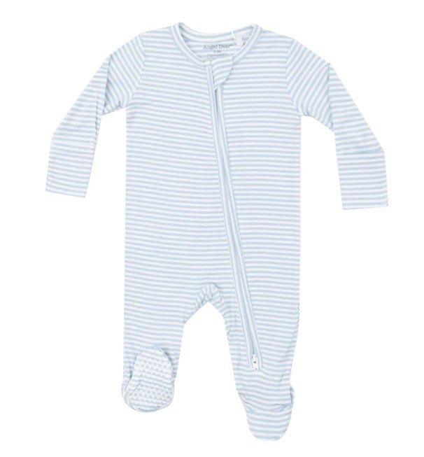 2 Way Zipper Footie-Blue Stripe