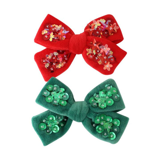 Holiday Velvet Sequin Bow