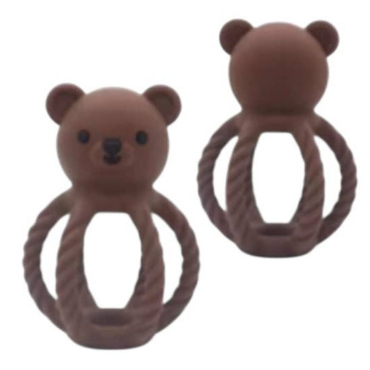 Silicone Teddy Rattle in Chocolate