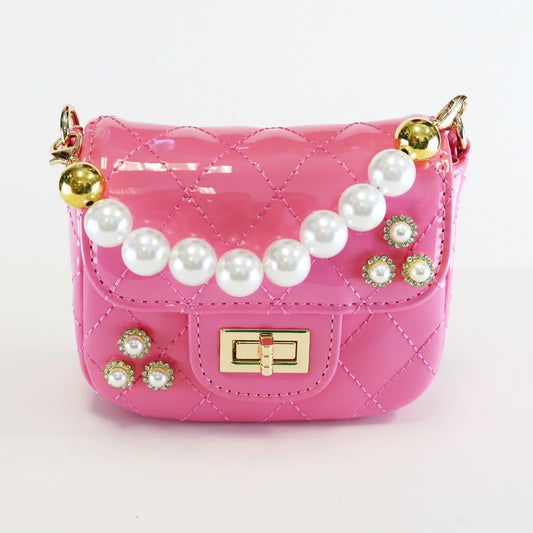 Embellished Patent Quilted Purse