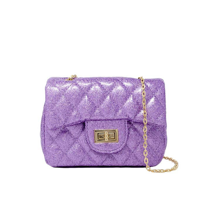 Purple Classic Quilted Sparkle Mini Bag
