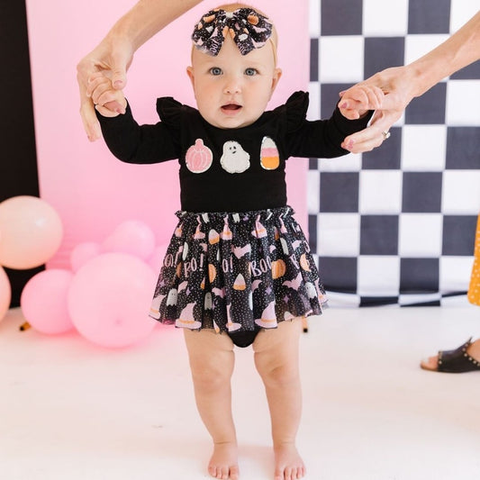 Boo Halloween LS Tutu Dress