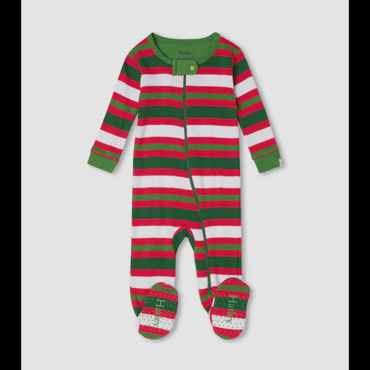 Candy Stripe Org Zip Footie-multi : 3-6m