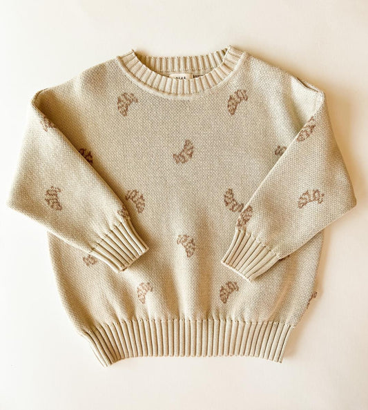 Organic Cotton Sweater-Croissant : 18-24m