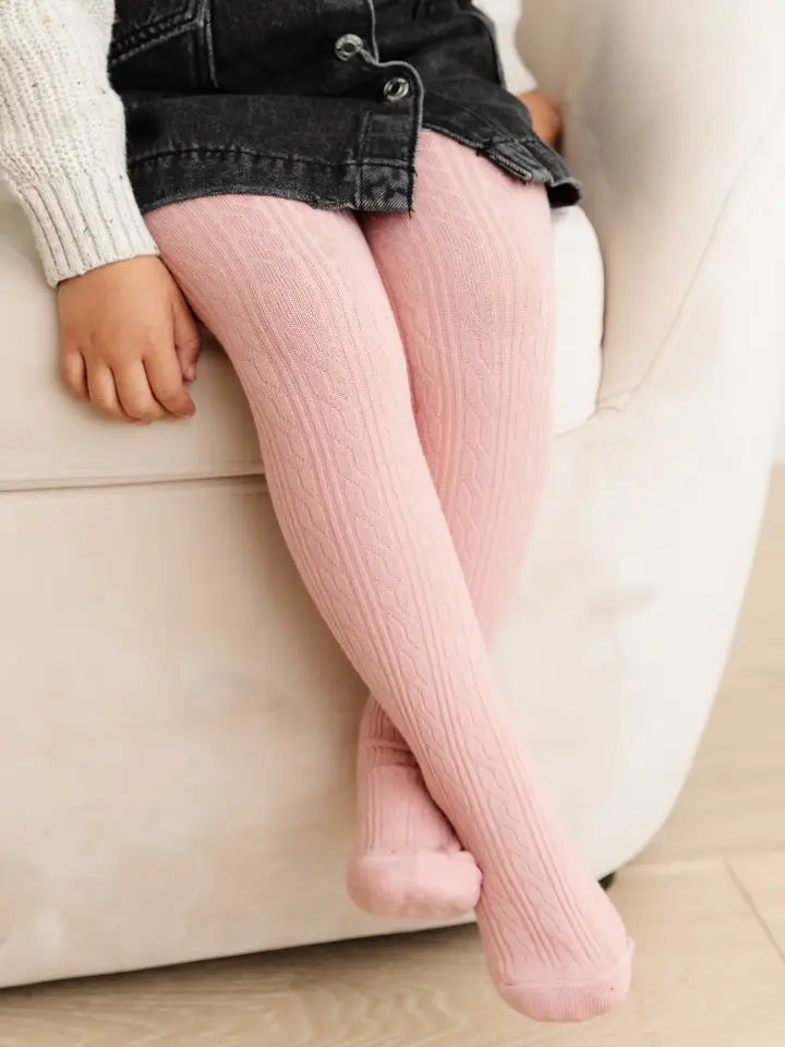 Blush Cable Knit Tights