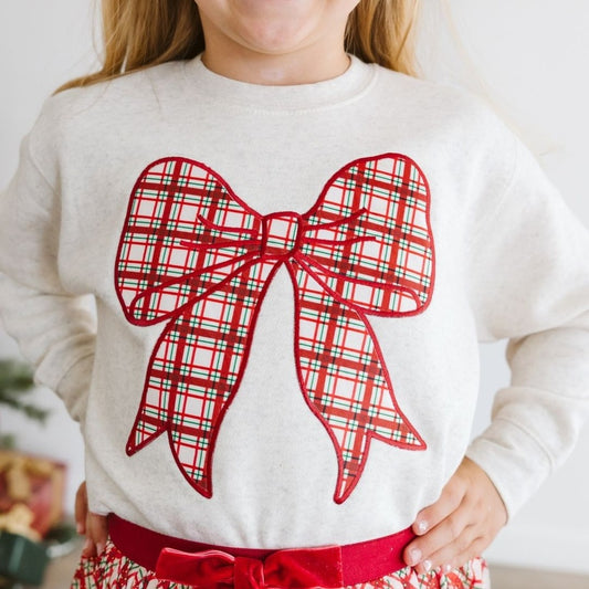 Plaid Bow Patch Baby Sweat Shirt