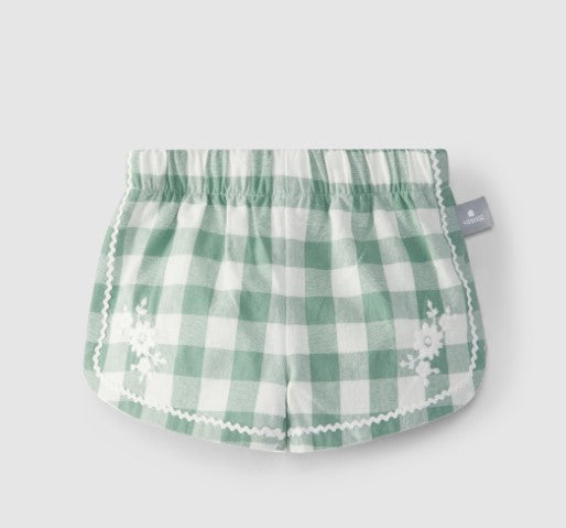 Embroidered Gingham Shorts