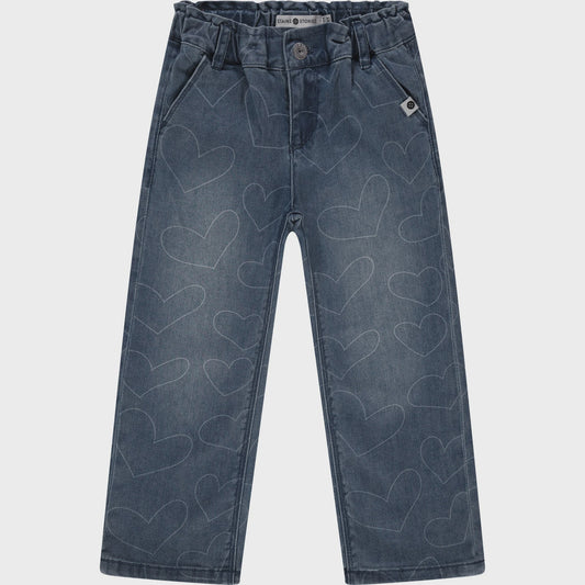 Heart Stencil Wide Leg Denim Pant