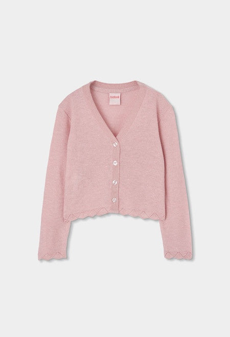 Knit Hem Pink Cardigan