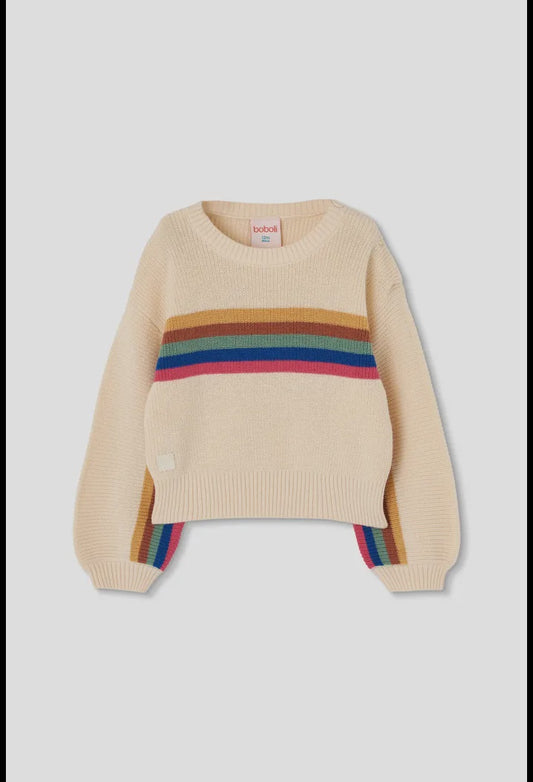 Bubble sleeve Stripe Crewneck