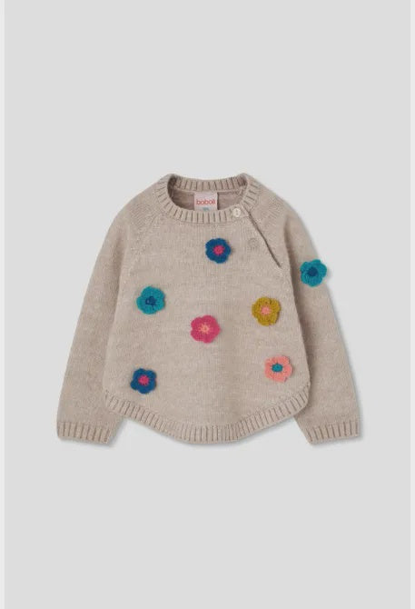 Knit Floral Applique Sweater
