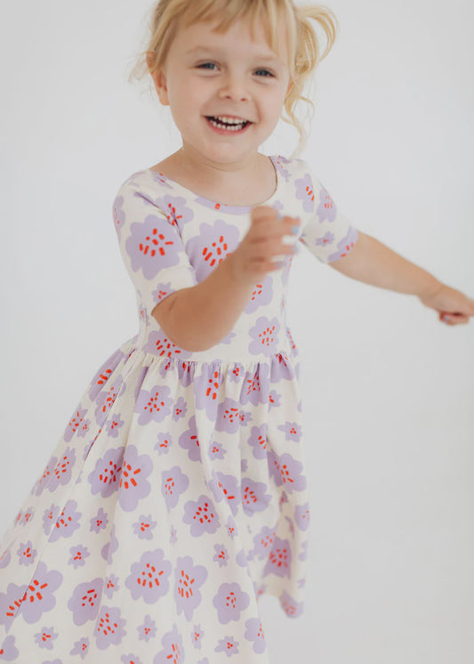 Lavendar Blooms SS Twirl Dress