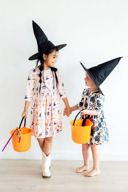 Hey Boo 3/4 Sleeve Pocket Twirl Toddler Dress