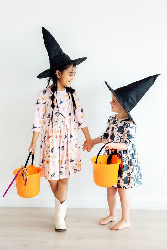 Hey Boo 3/4 Sleeve Pocket Twirl Toddler Dress