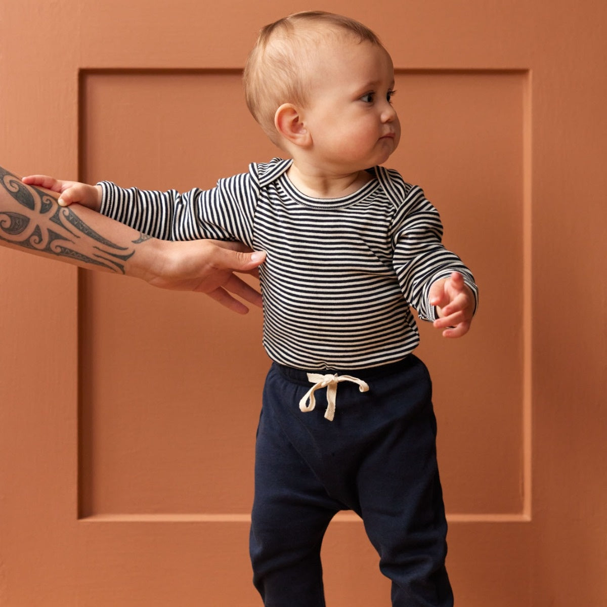Navy Cotton Drawstring Pants
