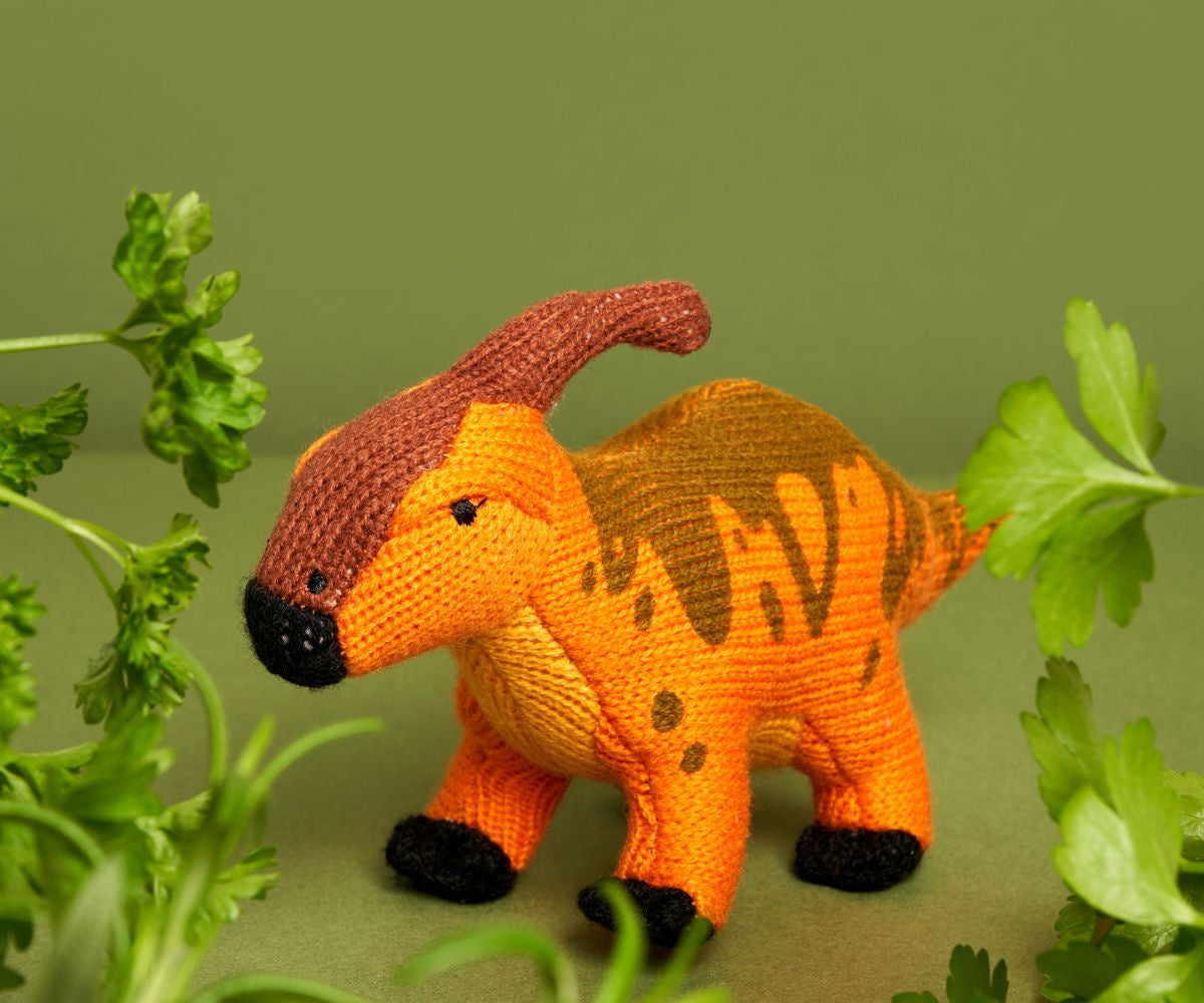 Knitted Parasaurolophus Rattle