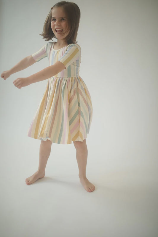 Pastel Stripe SS Twirl Dress