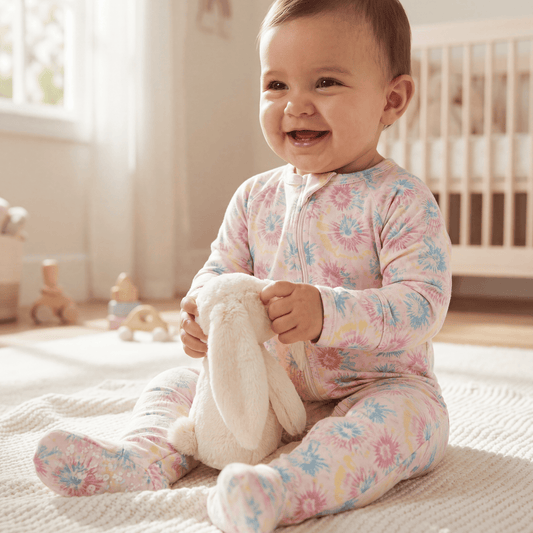 Peace and Love Print Zipper Footie