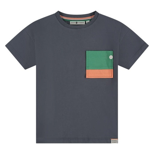 SS Tee w/ Color Block Pocket