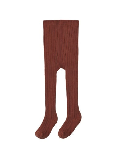 RIBBED TIGHTS BRICK