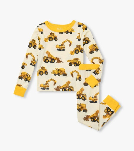 construction trucks bamboo pajama set