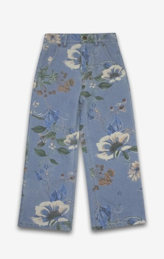 Floral Denim Wide Leg Jean