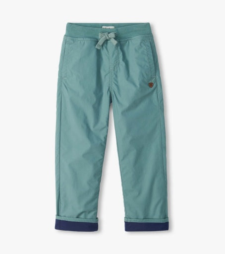 chinois green jersey lined pull on pants