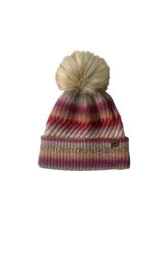 Pink Iris Pom Beanie