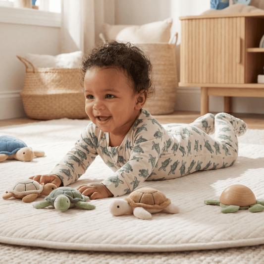 Sweet Sea Turtle Print Zipper Footie