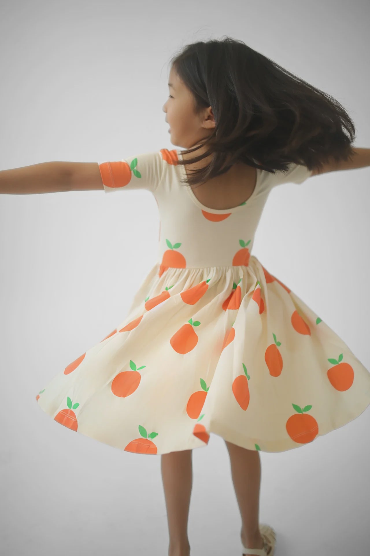 Short Sleeve Twirl Dress Tangerine